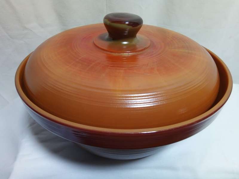 Stunning Vintage Arcopal Volcan Rustique glass Casserole