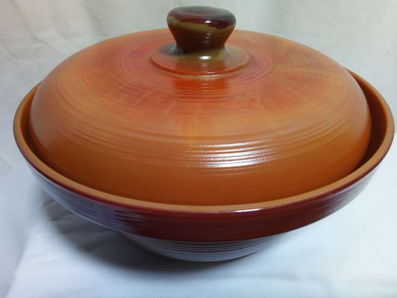 Stunning Vintage Arcopal Volcan Rustique glass Casserole