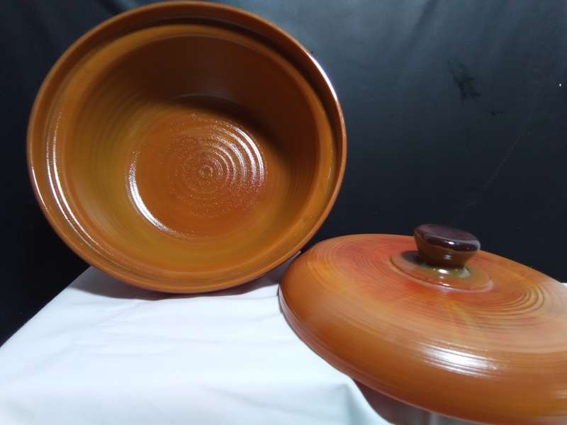Stunning Vintage Arcopal Volcan Rustique glass Casserole