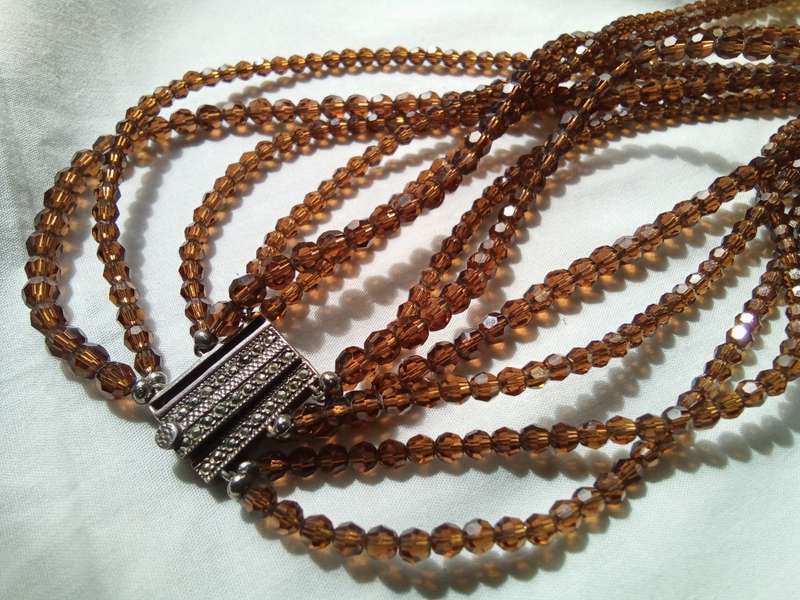 Exquisite Vintage brown Swarovski crystal Necklace