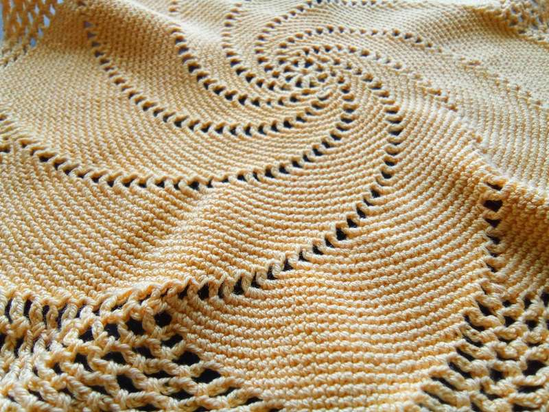 Three beautiful yellow vintage crocheted doilies