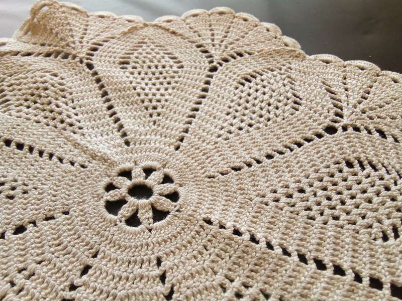 Stunning beige vintage crocheted doily