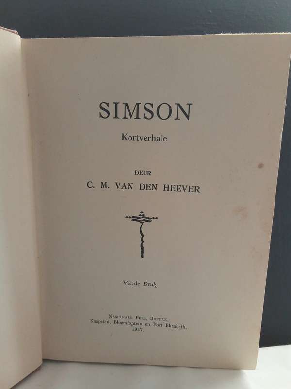 Simson - CM van den Heever - 1937 - Kortverhaal bundel