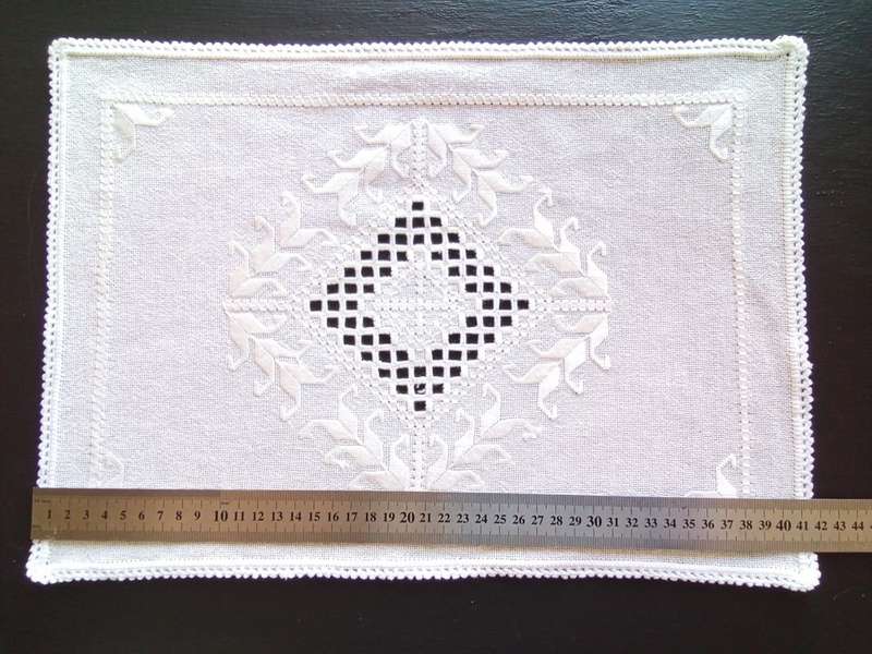 Crisp white lovely hardanger tray cloth nr.1