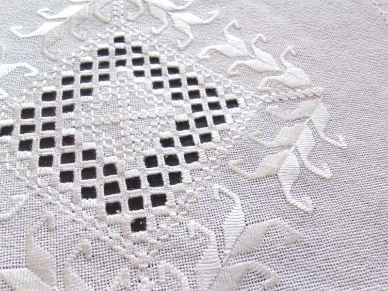 Crisp white lovely hardanger tray cloth nr.3