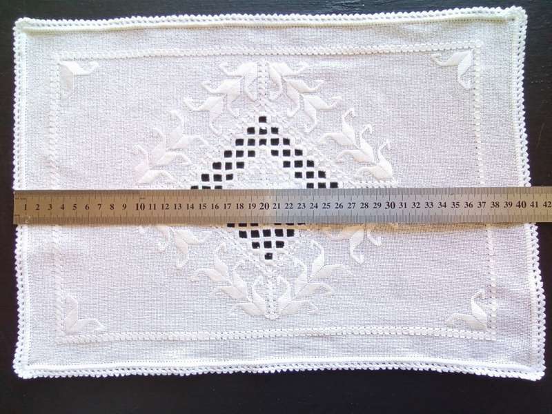 Crisp white lovely hardanger tray cloth nr.3