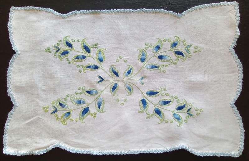 Lovely vintage embroidered tray cloth.