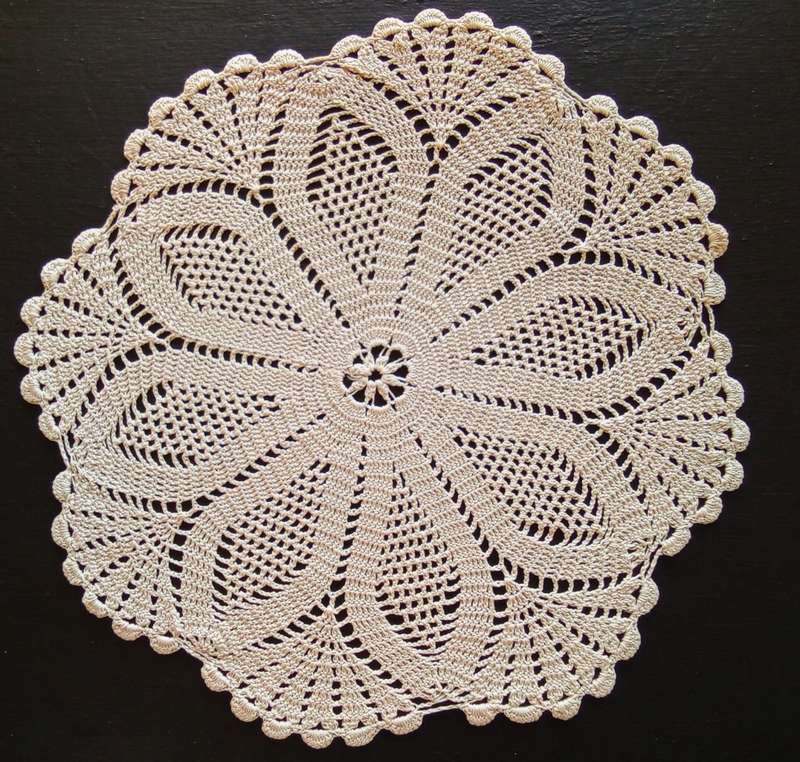 Stunning beige vintage crocheted doily