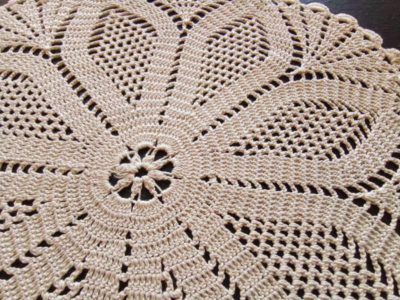 Stunning beige vintage crocheted doily