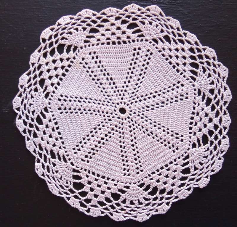 Stunning soft pink vintage crocheted doily