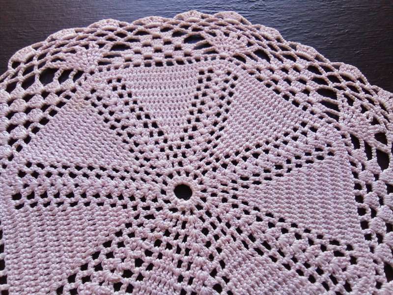 Stunning soft pink vintage crocheted doily