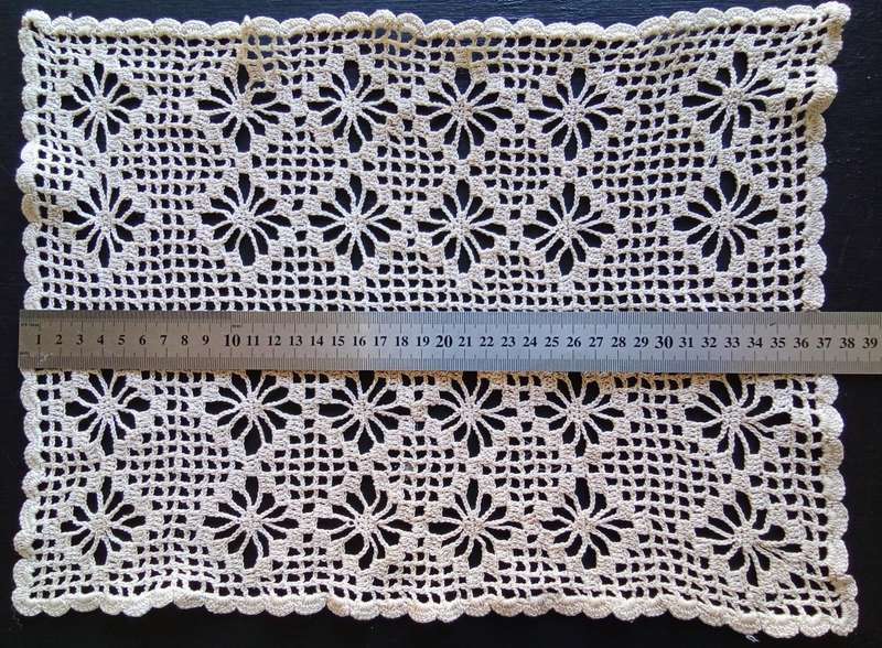 Lovely beige vintage crocheted tray cloth - 37cms