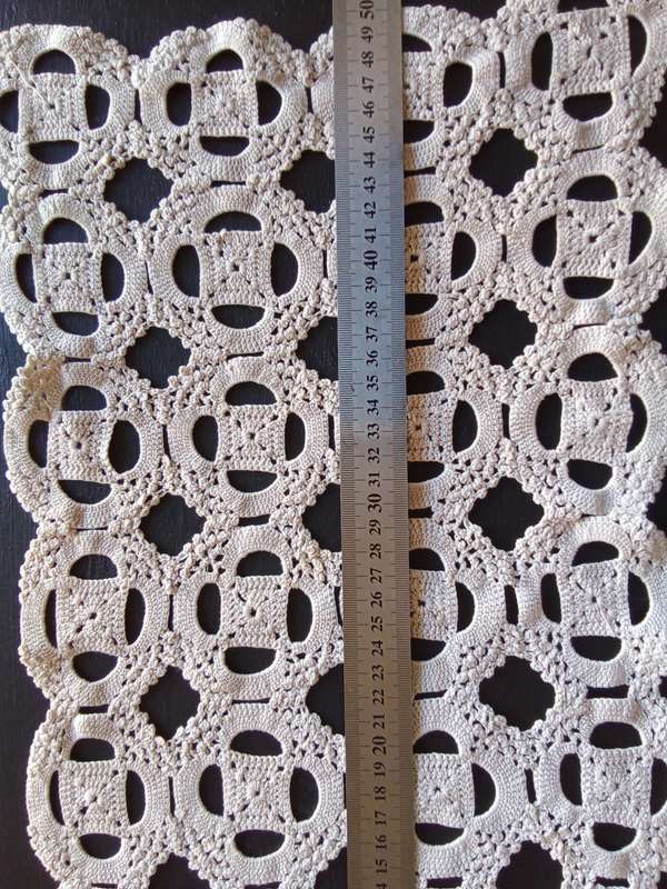 Beautiful Vintage beige crocheted table runner 50cms