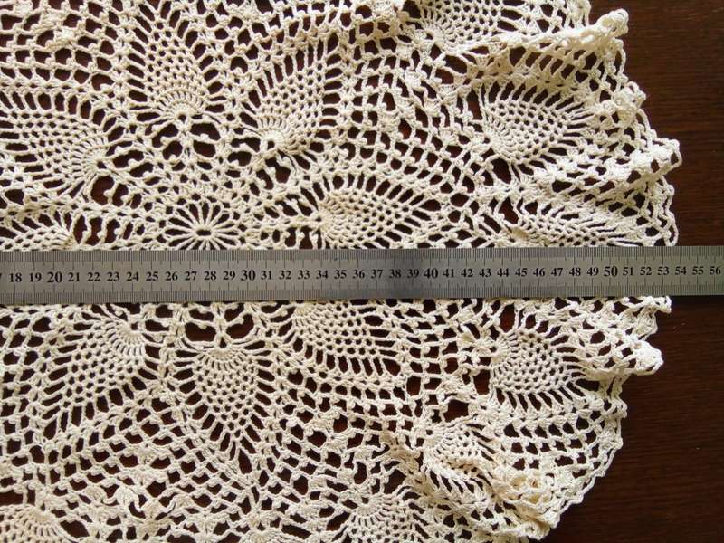 Vintage crocheted large cream doily/small table cloth - About 54cms across