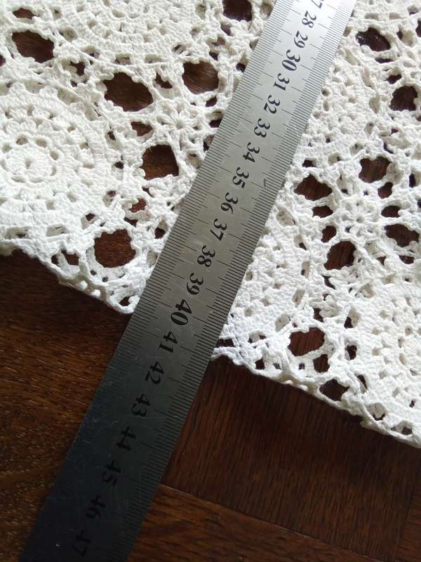 Vintage crocheted white tablecloth - About 80x80cms
