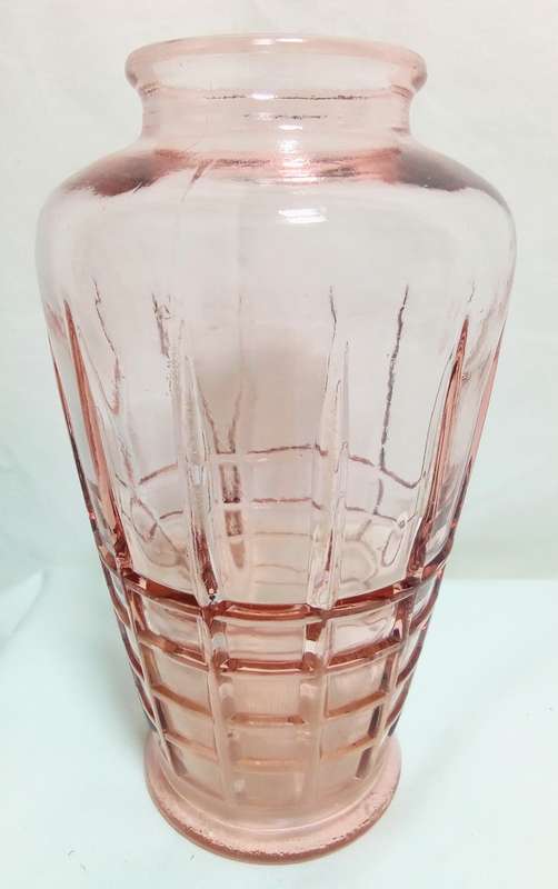 Lovely Art Deco Pink Pressed Glass Vase