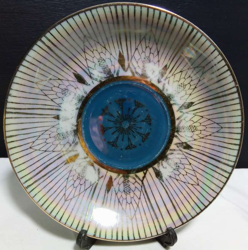 Four gorgeous vintage `Sterling China` trio`s - Lusterware Iridescent Japan