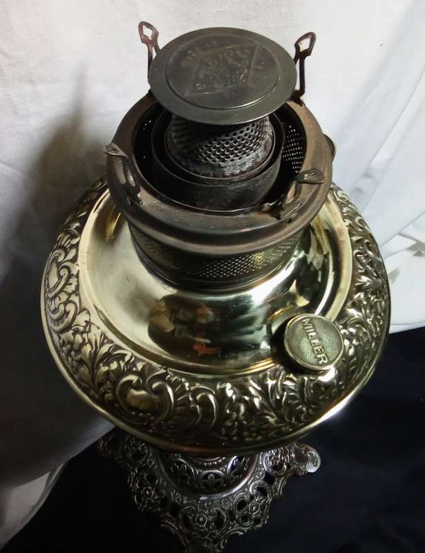 Magnificent Antique Edward Miller and Company Embossed Banquet Oil Lamp
