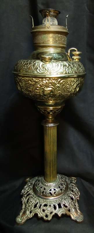 Magnificent Antique Edward Miller and Company Embossed Banquet Oil Lamp