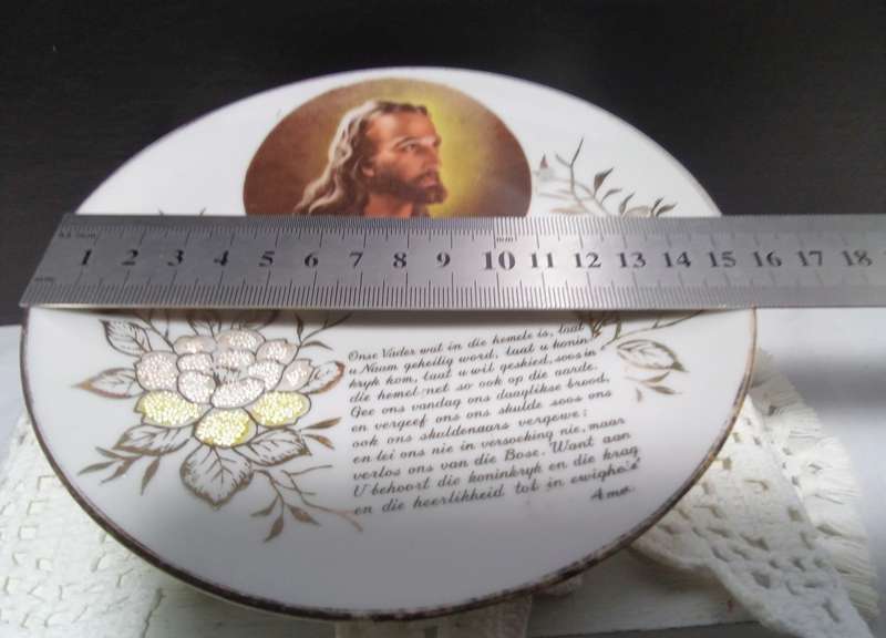 Vintage plate with The Lord`s prayer in Afrikaans (Onse Vader)