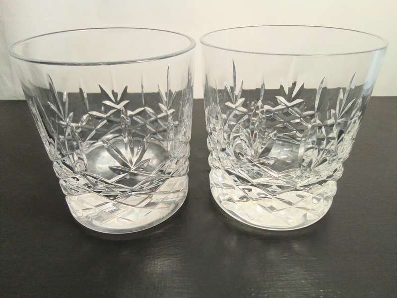Two Royal Doulton Crystal DORCHESTER Large 10cm Whisky Glass / Tumbler ~ Signed