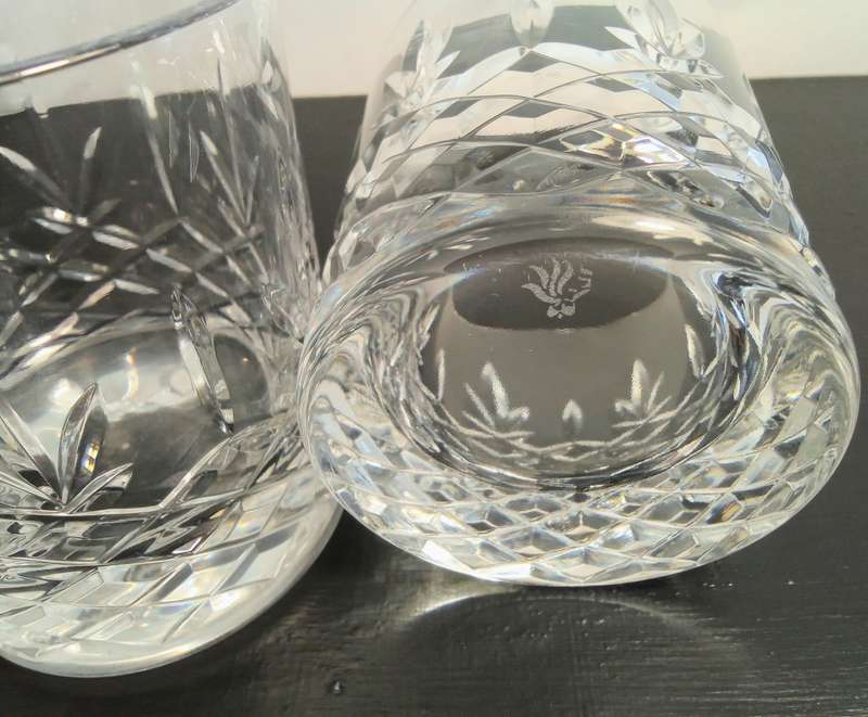 Two Royal Doulton Crystal DORCHESTER Large 10cm Whisky Glass / Tumbler ~ Signed