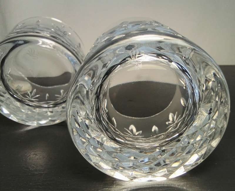 Two Royal Doulton Crystal DORCHESTER Large 10cm Whisky Glass / Tumbler ~ Signed
