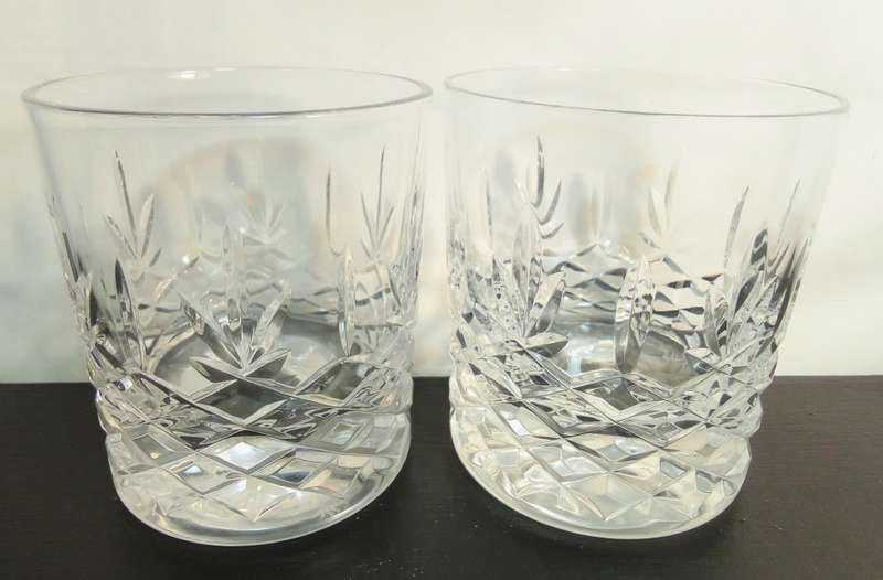 Two Royal Doulton Crystal DORCHESTER Large 10cm Whisky Glass / Tumbler ~ Signed