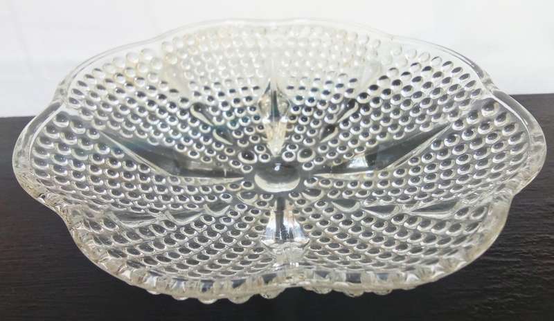 Stunning Hazel Atlas footed hobnail vintage glass bowl