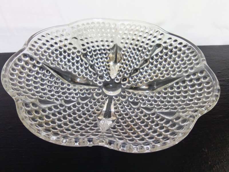 Stunning Hazel Atlas footed hobnail vintage glass bowl
