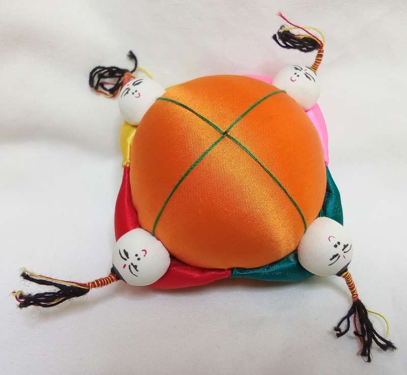 Chinese Vintage orange Round Pin Cushion - unused