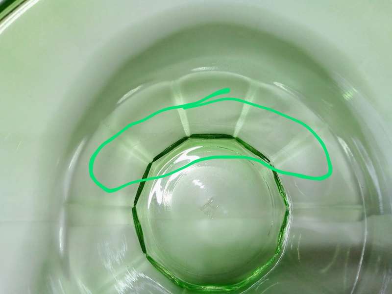 Vintage Hazel Atlas Rest-Well Mixing Bowl Green uranium glass C. 1929
