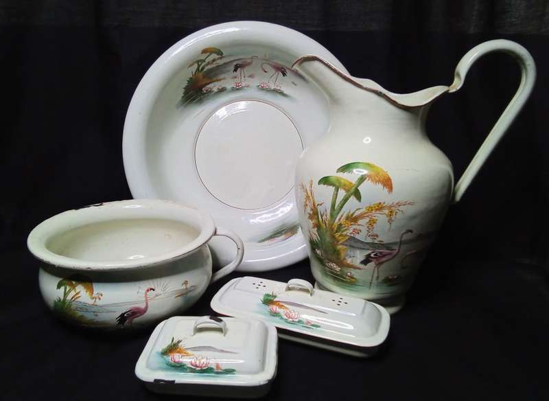 Most magnificent Antique enamel wash set