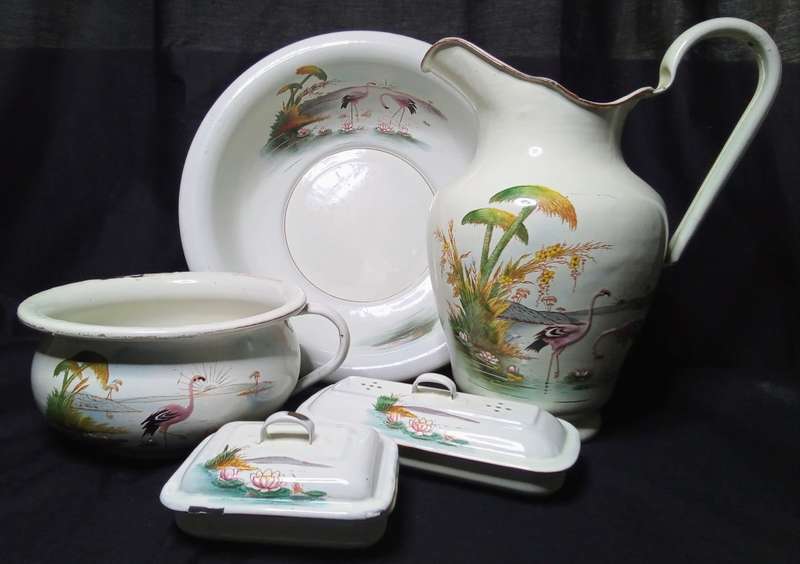 Most magnificent Antique enamel wash set