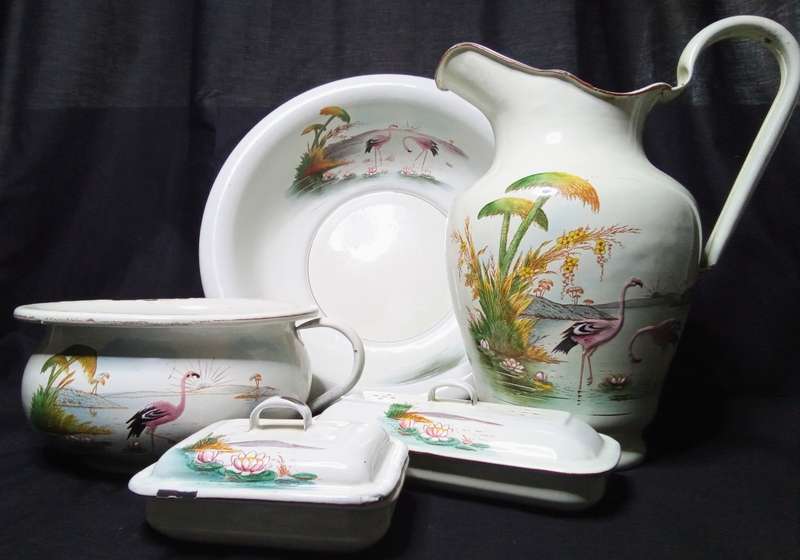 Most magnificent Antique enamel wash set