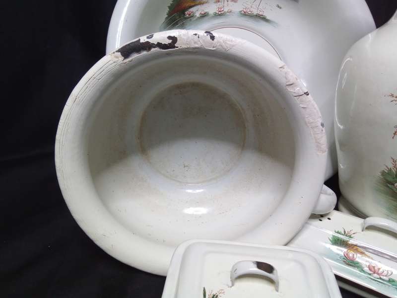 Most magnificent Antique enamel wash set