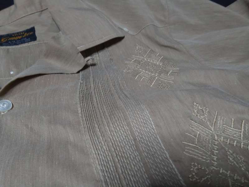 Vintage Cuban style GUAYA-TECA embroidered shirt