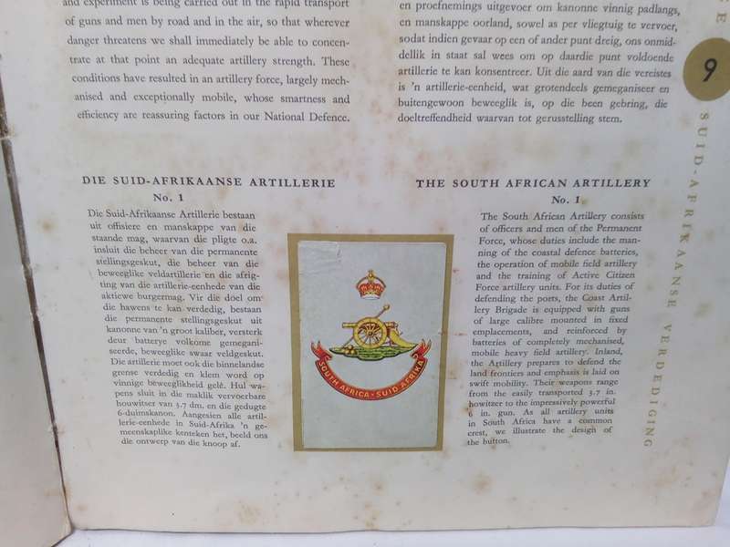 South African Defence Cigarette card collection book