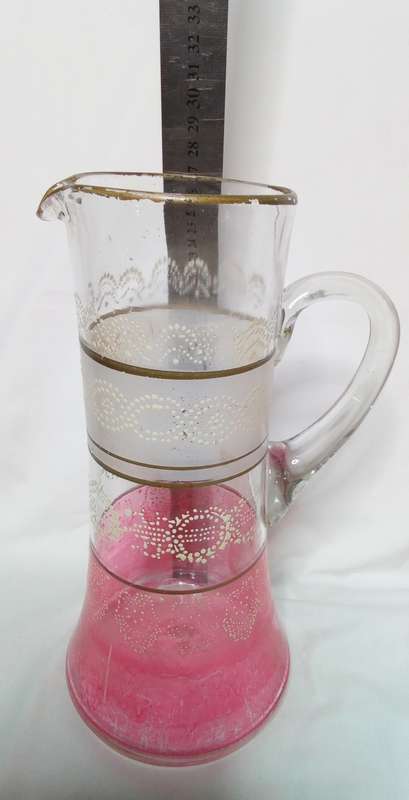 Antique bohemian Moser lemonade set with glass tray