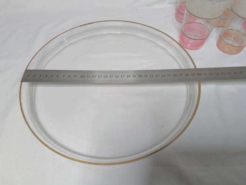 Antique bohemian Moser lemonade set with glass tray