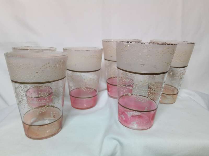 Antique bohemian Moser lemonade set with glass tray