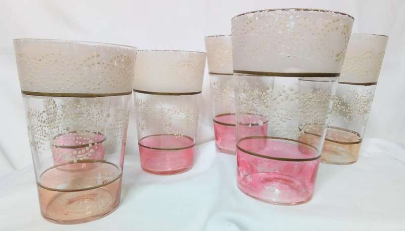 Antique bohemian Moser lemonade set with glass tray