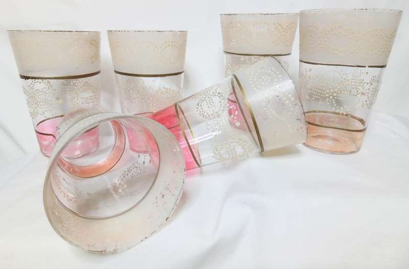 Antique bohemian Moser lemonade set with glass tray
