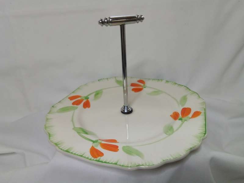 Vintage Myott hand painted cake/sandwich stand, c1930s.