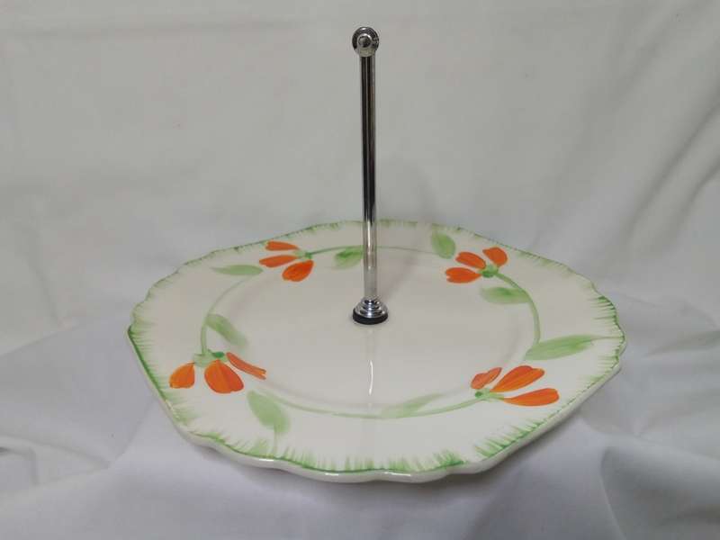 Vintage Myott hand painted cake/sandwich stand, c1930s.