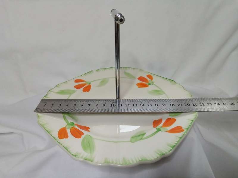Vintage Myott hand painted cake/sandwich stand, c1930s.