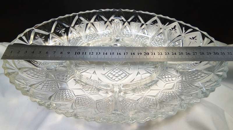 Vintage Anchor Hocking Prescut Clear Star & Fan Crystal Platter