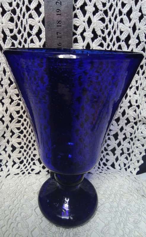 Beautiful Vintage mouth blown cobalt blue goblet glass/vase