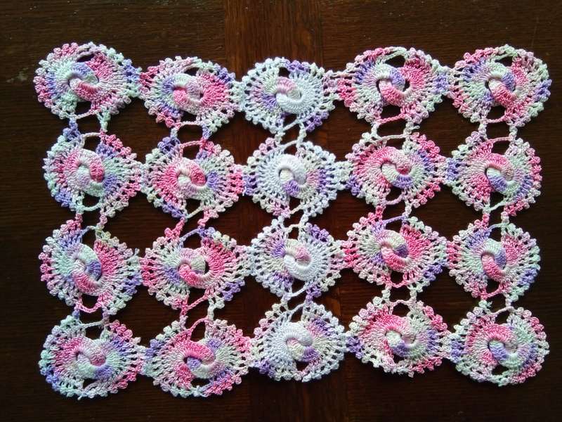 Very happy vintage crocheted tray cloth/doily
