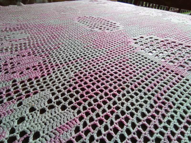 Lovely vintage filet crocheted tablecloth